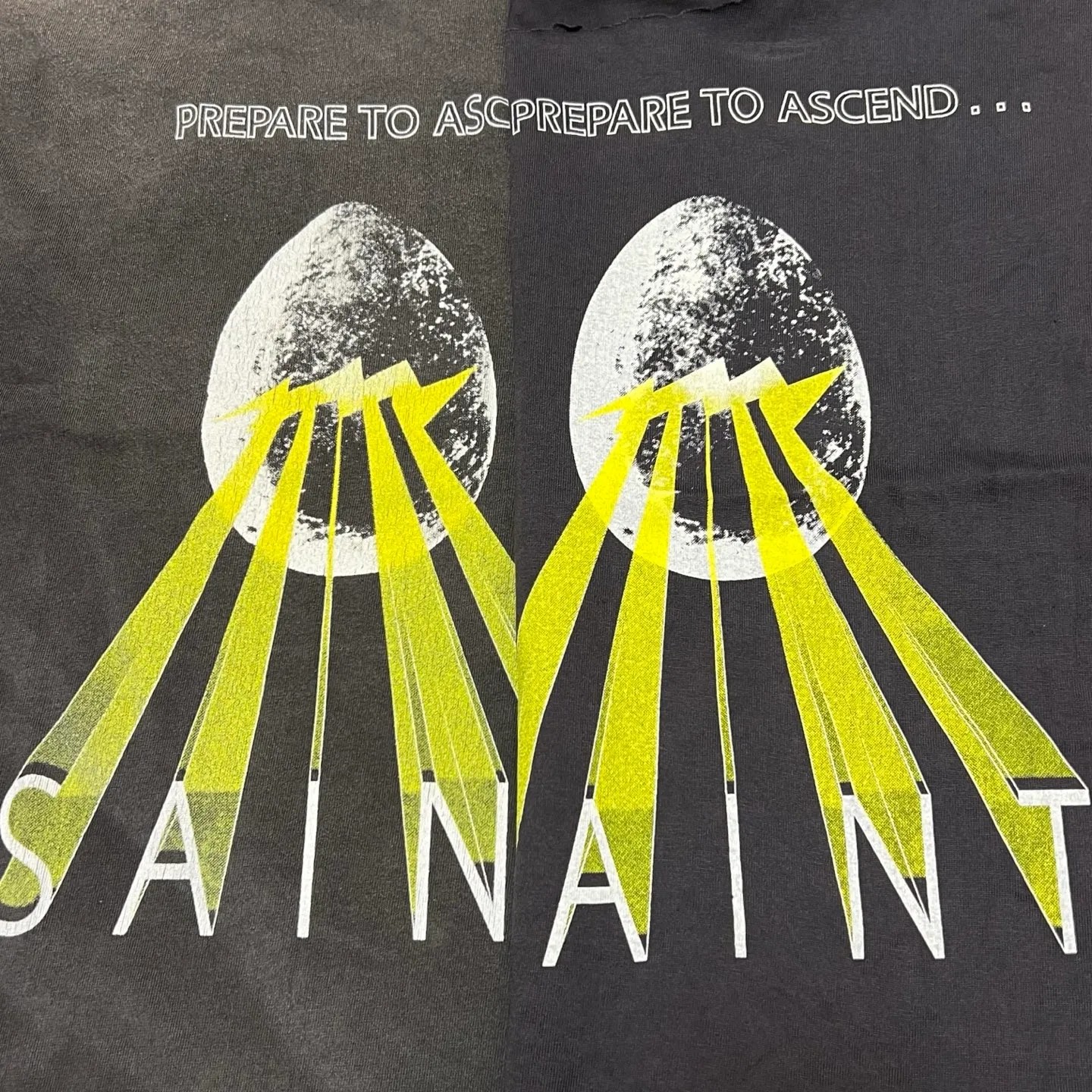 Printing proofing SAINT Mxxxxxx EGG SS TEE/BLK Broken egg shell/SAINT LOGO projection distressed retro short-sleeves Washed black S-XL Correct version Customized co-branded main mark/washed mark/cherub mark Tubular fabric Garment dyeing Rewashing water fading Destruction of graffiti Simulating natural distressed effect
